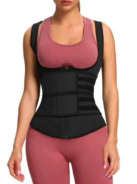 Aurasize Latex Vest Shaper Double Belts With Zipper High-Compression