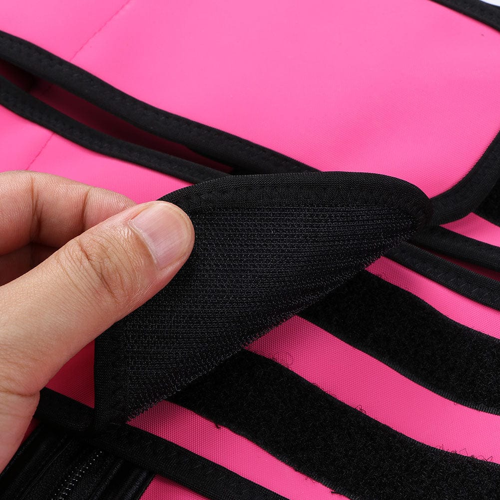 Aurasize Plus Size Black Latex Waist Cincher with Zipper and Adjustable Belt