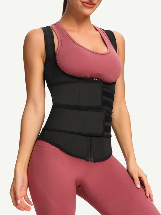 Aurasize Latex Vest Shaper Double Belts With Zipper High-Compression