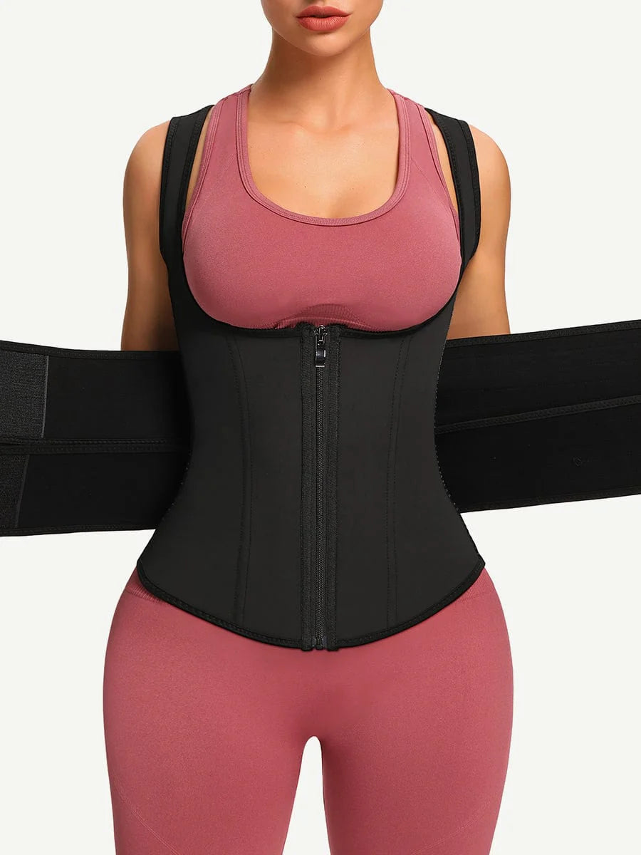 Aurasize Latex Vest Shaper Double Belts With Zipper High-Compression
