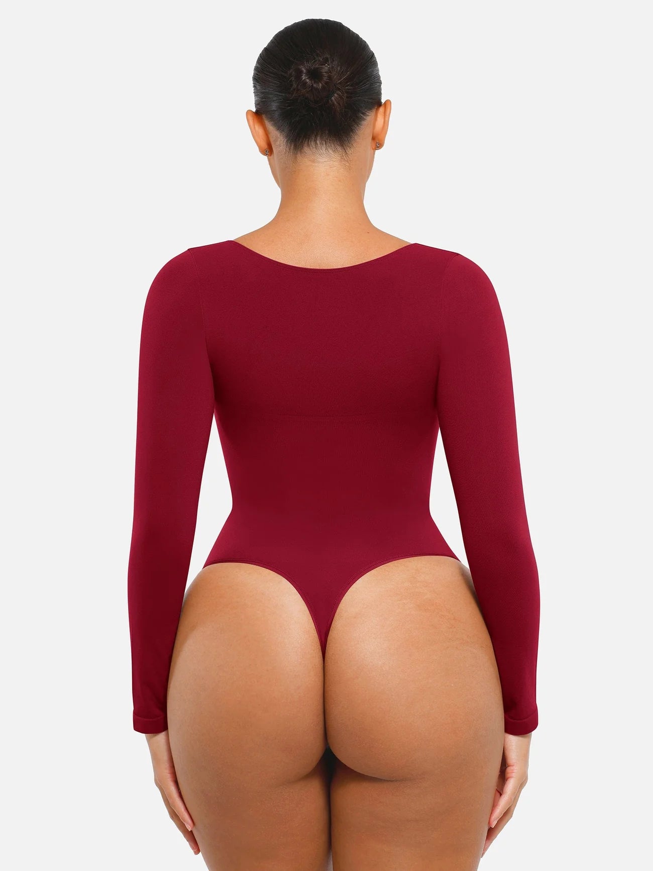 Aurasize Seamless Long Sleeve Chest Support Tummy Control Thong Bodysuit